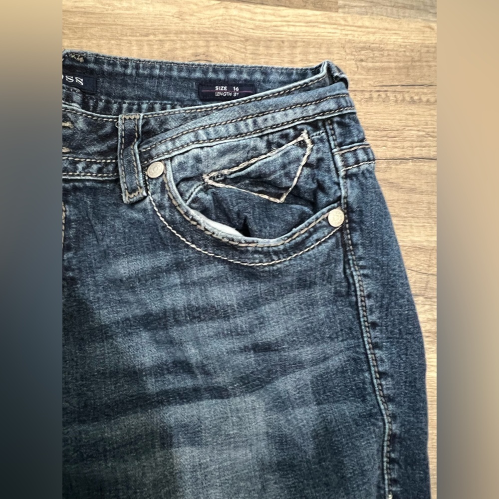 Vigoss The Dallas Slim Boot Woman’s Dark Wash Sturdy Western Bling Jeans 16 - Picture 2 of 16